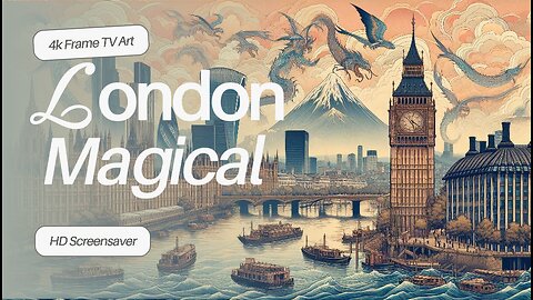 Whimsical London: Hokusai-Inspired Dragon Skyline | Upbeat 4K Art Wallpaper