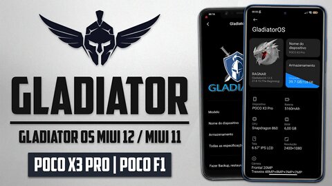 GLADIATOR OS | MIUI 12.5 E MIUI 11 | EXCELENTE PERFORMANCE PARA JOGOS! | Poco X3 Pro & Pocophone F1