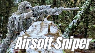 Airsoft Sniper in winter snow - Scotland