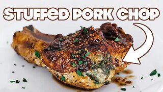 Bone-In Dried Cherry and Sourdough Stuffed Pork Chops Recipe + Mustard Sauce