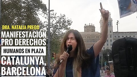 Manifestación Pro Derechos Humanos en Plaza Catalunya, Barcelona