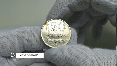 MOEDA 20 CENTAVOS DE CRUZEIRO 1970 - MOEDAS HISTÓRICAS ANOS 70 - DETALHES E VALOR ATUALIZADO 2020