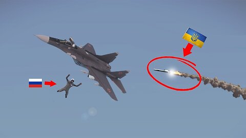 Russian MiG-29s fighter pilots try to jump away from Ukrainian missiles but fail. - ARMA 3