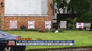 Neighborhood fired up after homophobic, anti-semitic signs in front yard