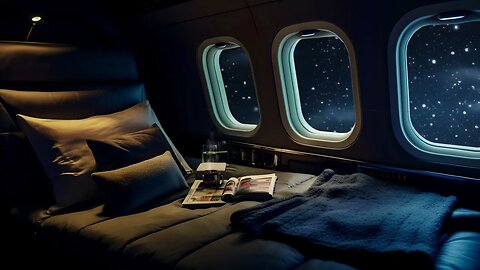 Night Airplane White Noise Ambience | Fall asleep fast | Stress Relief | Reading, Studying, Sleeping