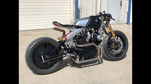 Custom Caferacer Virago Xv750 exhaust sound done by Cafe&bikes