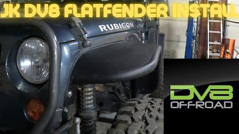DV8 flat fender install on a Jeep Wrangler JKU Rubicon in 2021.
