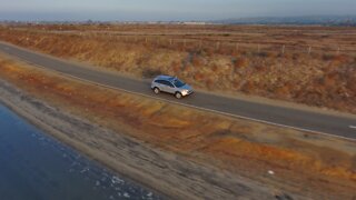 Blasian Babies DaDa Drives Honda CR-V Fiesta Island Mission Bay Skydio 2+ Drone Auto Tracking!