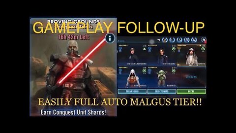 Proving Grounds Darth Malgus Tier Full Auto Follow Up Video | Gameplay to Prove the Strategy!