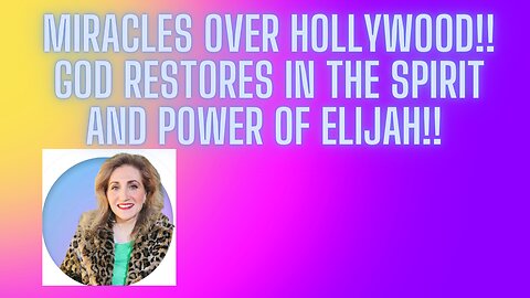 Pray for the Prophets: Miracles come in the Spirit and Power of Elijah!! God has a PLAN to restore!!