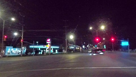 Red light runner is on a late night donut run!