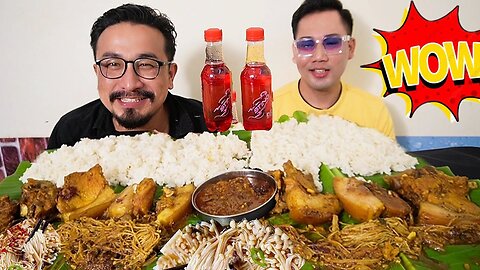 PORK WITH ENOKI MUSHROOM CURRY EATING CHALLENGE || ENOKI MUSHROOM PORK CURRY MUKBANG |SERAM BROTHERS