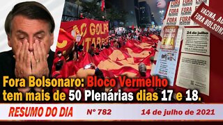Fora Bolsonaro: Bloco Vermelho tem mais de 50 Plenárias dias 17 e 18 - Resumo do Dia nº782 - 14/7/21
