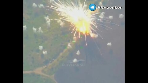 Russian BM-30 "Smerch" Strike Destroys Ukranainan S-300 Air System Causing A Powerful Detonation