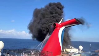 WEB EXTRA: Fire breaks out on Carnival Freedom cruise ship's funnel