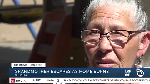 Dulzura grandmother escapes flames as home burns in Border 32 Fire