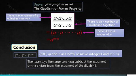 7th Grade Math Lessons | Unit 7 | Quotient of Powers | Lesson 3 | Three Inquisitive Kids