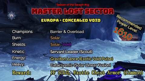 Destiny 2 Master Lost Sector: Europa - Concealed Void on my Hunter 1-2-23