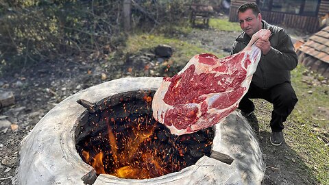 Huge Beef Leg weighing 20 KG! Meat Dish For The Whole Village