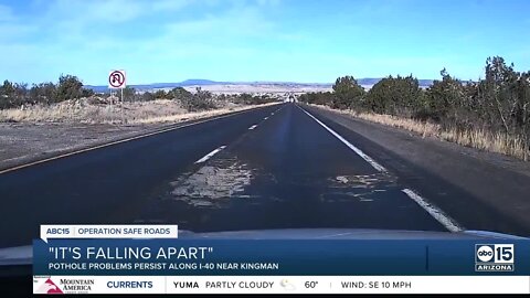 More pothole problems persist along I-40 near Kingman