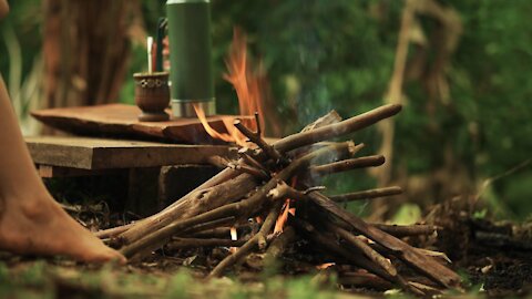 Farm Life Cooking with Fire 4K 🐓 Eggs, Kale and Fried Green Bananas