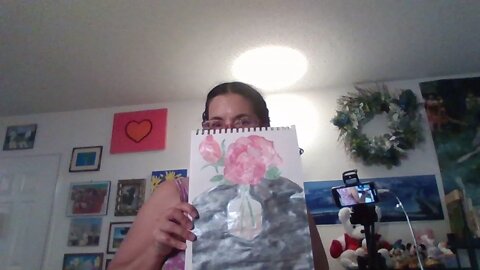 Finishing the Roses in The Vase Watercolor Painting