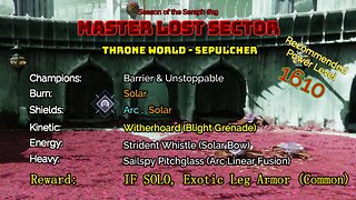Destiny 2 Master Lost Sector: Throne World - Sepulcher on my Titan 2-17-23