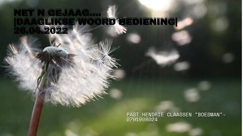 NET N GEJAAG.... |DAAGLIKSE WOORD BEDIENING| 26.04.2022