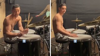 Drummer Accidentally Pokes Hole In His Drums