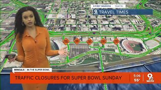 Cincinnati traffic closures for Super Bowl Sunday