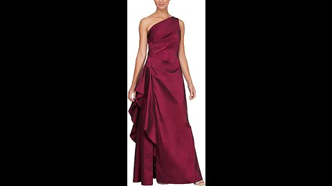 Alex Evenings Women's Long One Shoulder Stretch Taffeta Dress