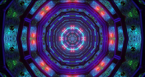 Abstract Green Blue Neon Tunnel: 4K Live Wallpaper - Great for Psychedelic Trips