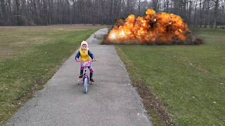 Fake explosion in park