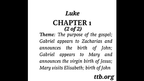 Luke Chapter 1 (Bible Study) (2 of 2)