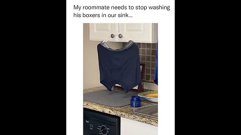 Roommate washing his boxers in the sink