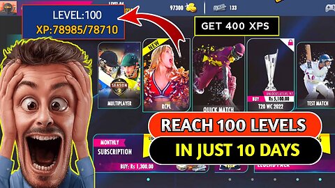 How To Reach 100 Level 🔥How Level up fast in Real Cricket 22👊GET 400 xps Rc22 Trick 🙆 #rc22