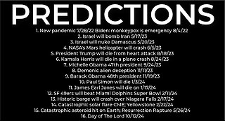 PREDICTIONS: Harris plane crash 8/24; Israel nuke Syria 5/20; Trump will die 8/18