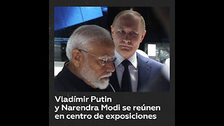 Putin y Modi visitan el pabellón Atom en centro de exposiciones de Moscú