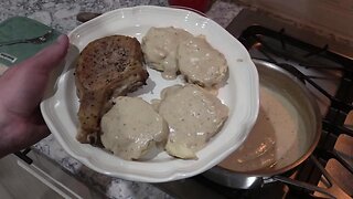 Pork Chops with Biscuits and Gravy