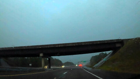 Driving East on Interstate 140 During a Rainstorm - Wilmington, North Carolina