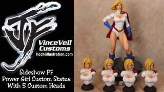 Sideshow Custom Power Girl PF Statue with 5 custom heads