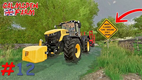 FS22 | CARRETERA INUNDADA Y MANIOBRAS CON REMOLQUE #12 | CALMSDEN FARM ESPAÑOL | PC PS5 XBOX SERIES