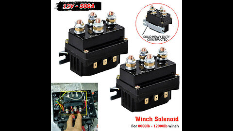 12V 500A Winch Solenoid Contactor Relay for 8000lbs-12000lbs ATV UTV 4WD 4x4 Winches Replacemen...