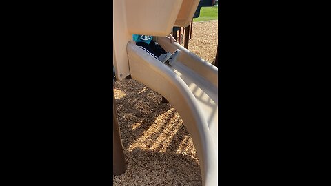 His first time down the slide. #park #baby #family #fun #lol