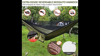 Camping Hammock with Rain Fly Tarp and Mosquito Net Tent Tree Straps, Portable Single Double Ny...