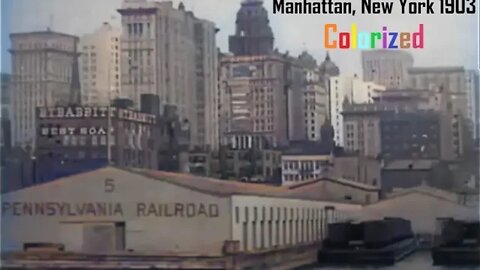 1903 Manhattan, New York: Viewed From a Riverboat on the Hudson River - Colorized and Restored Video