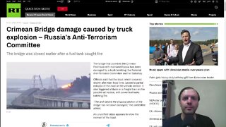 Crimean Bridge damage caused by truck explosion