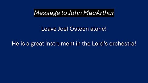 Leave Joel Osteen alone!
