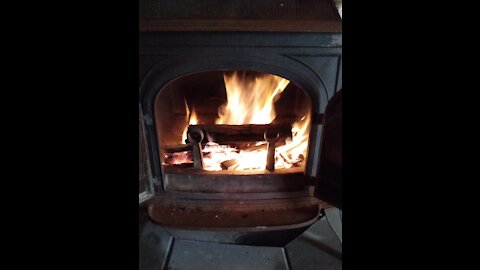 Crackling Fire In The Wood Stove