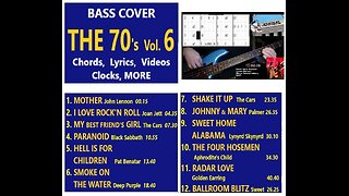 Bass cover THE 70's Vol. 6 __ Chords, Lyrics, Clocks, MORE